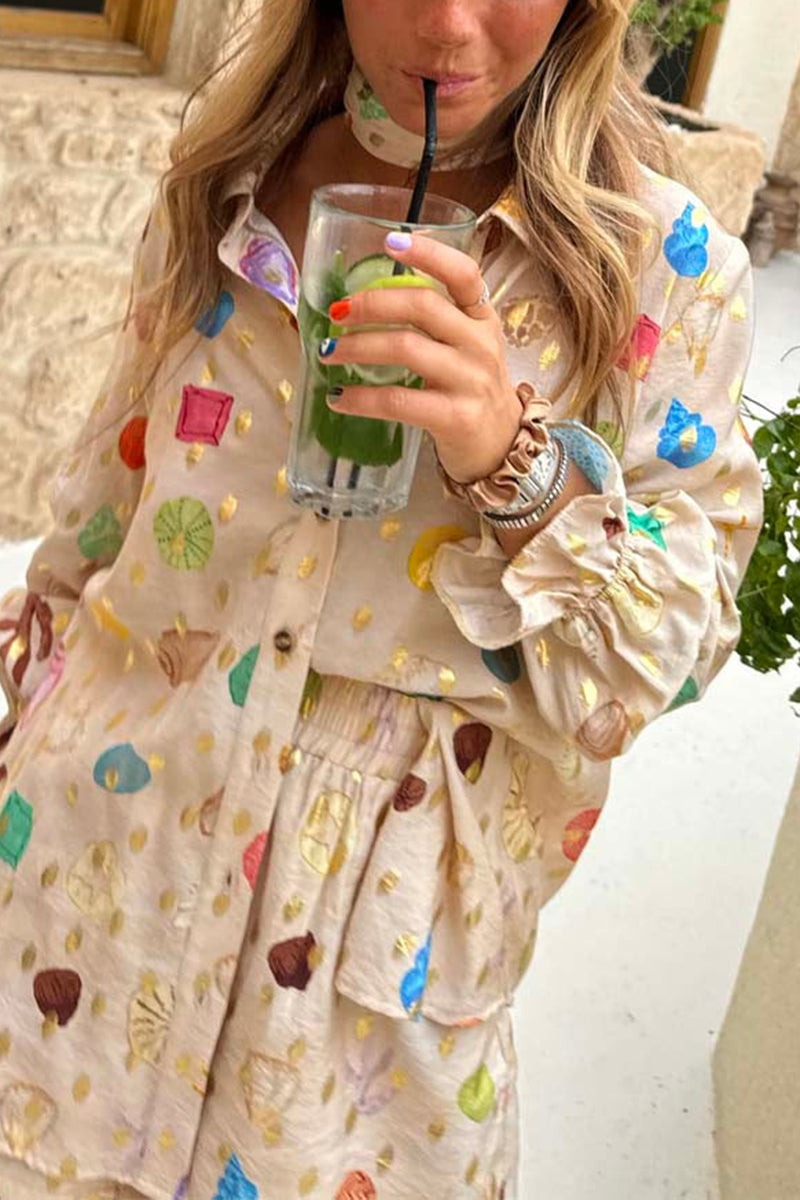 Button-Down Printed Shirt Romper