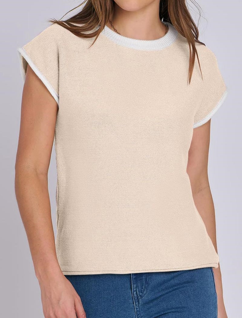 Colorblock Crew Neck Knit Sweater