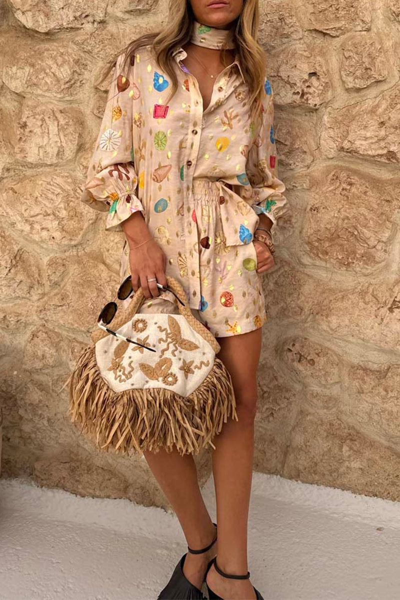 Button-Down Printed Shirt Romper