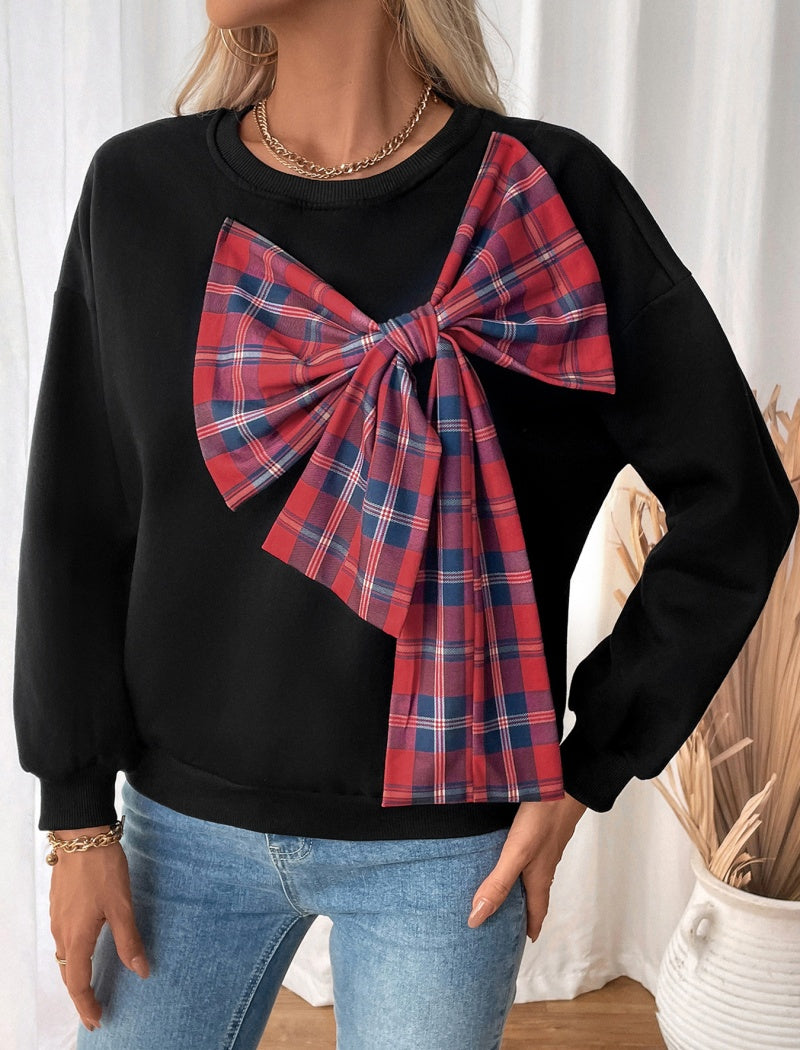 Plaid Bow Accent Top