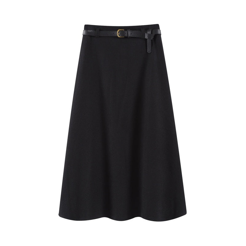 High-Waisted Belted A-Line Skirts
