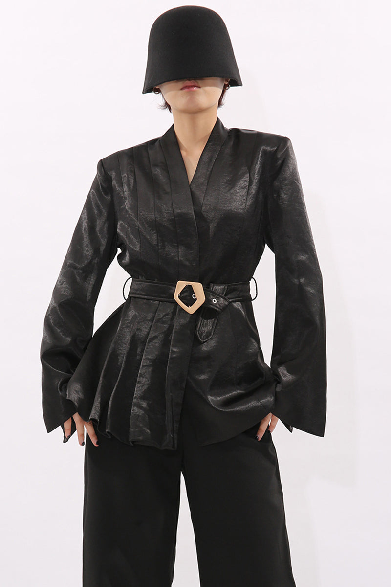 Structured Belted Blazer Jacket
