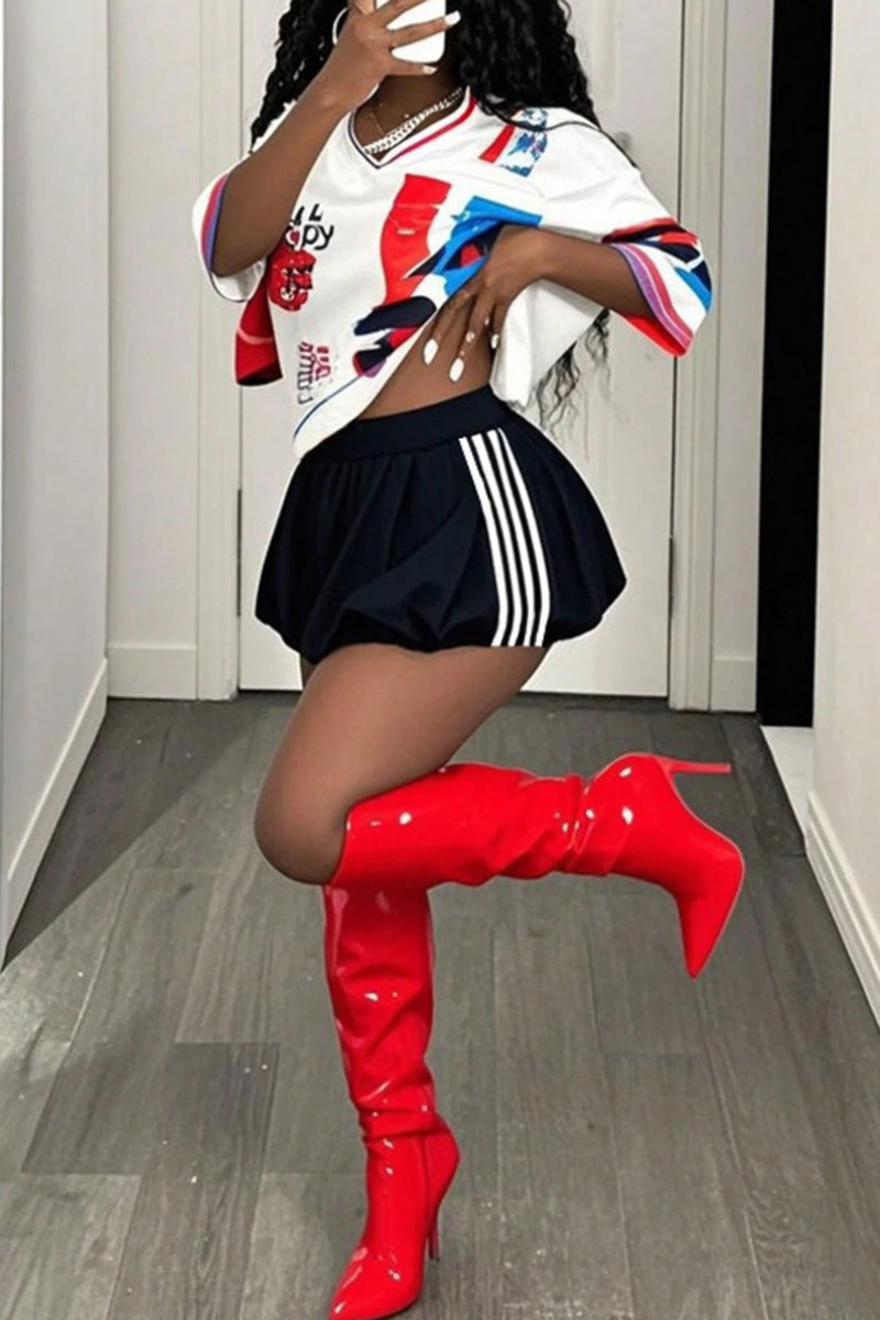 Sporty Striped Casual Mini Skirt