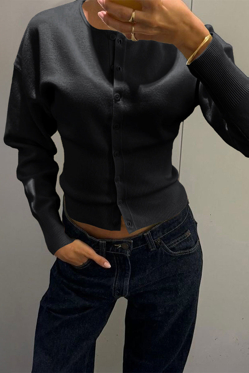 Elegant Button-Front Knit Cardigan