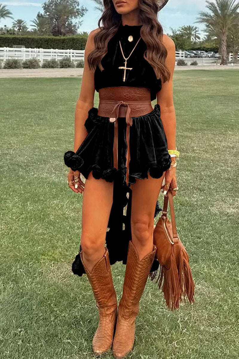 Ruffle High-Low Halter Set