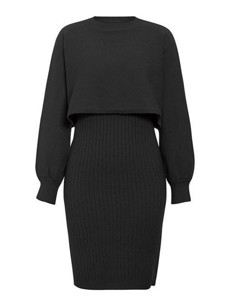 Ribbed Knit Top and Skirt Set