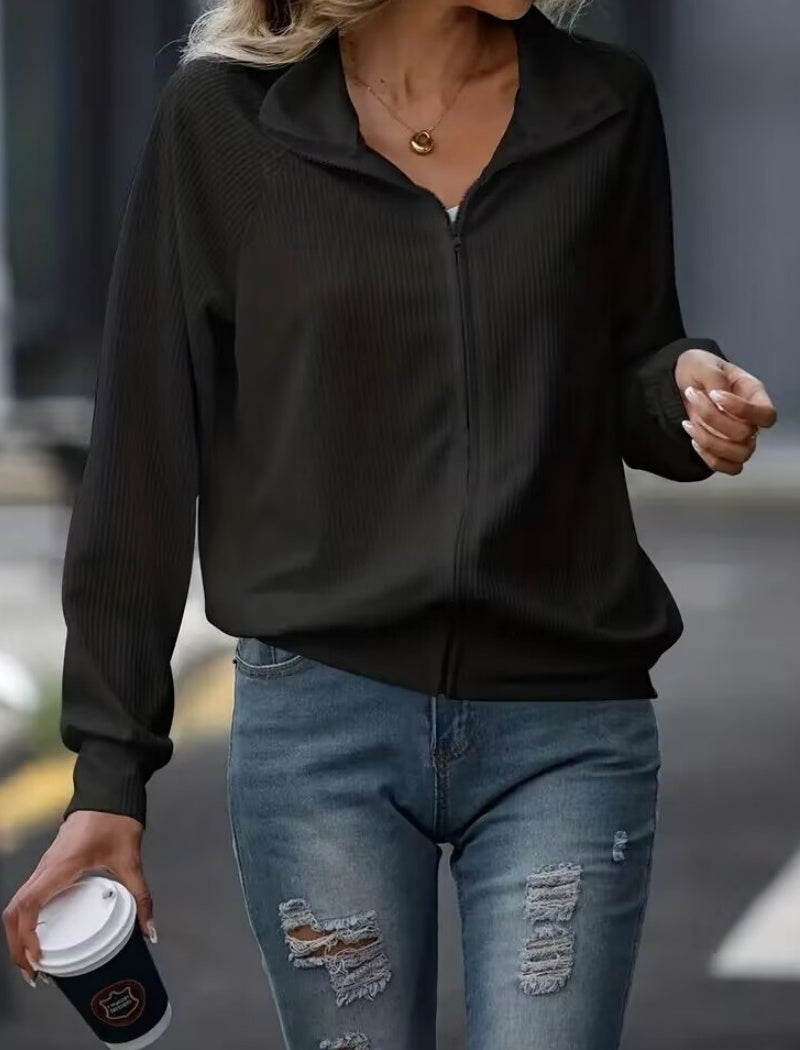 Zip-Up Lightweight Ribbed Jacket