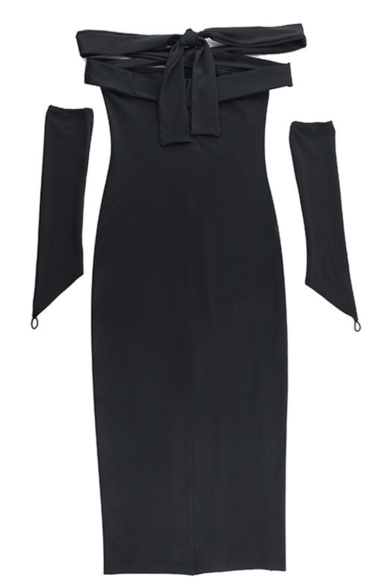 Off-Shoulder Cutout Maxi Dress