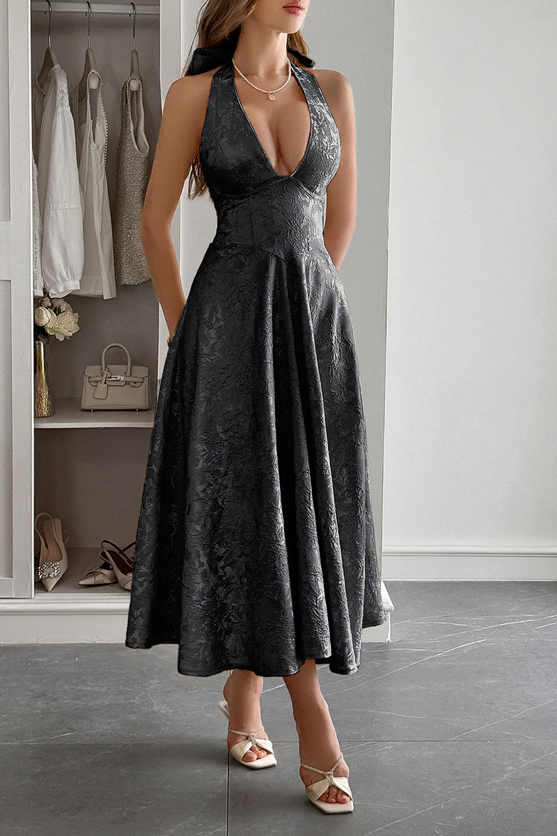 Elegant Halter Midi Sundress