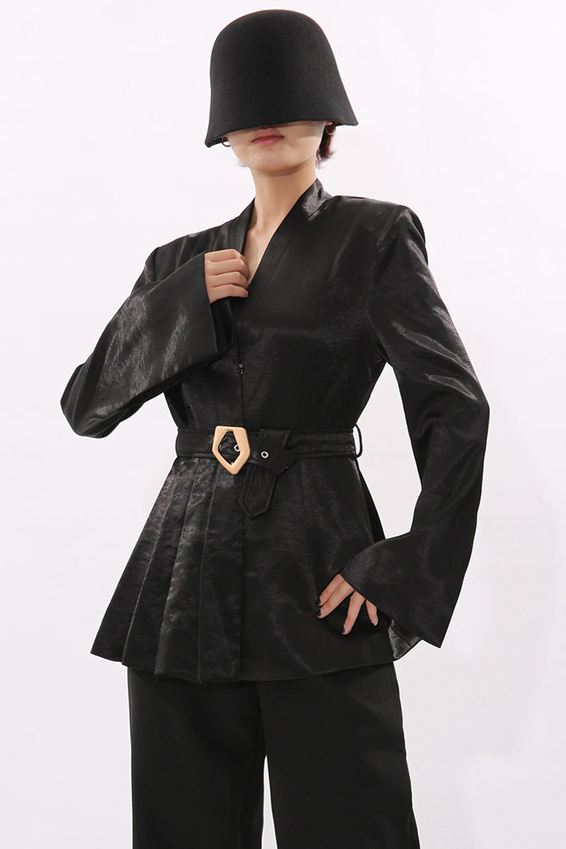 Structured Belted Blazer Jacket