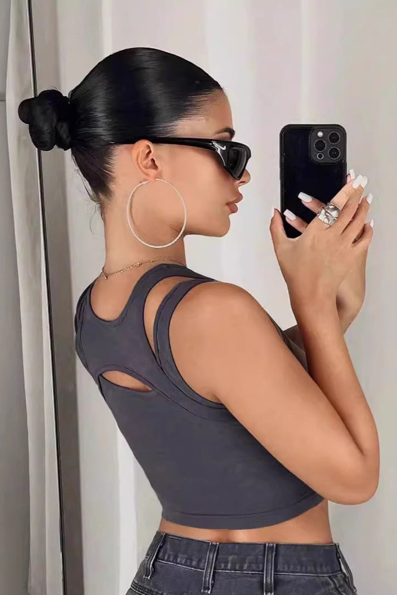Cut-Out Design Tank Top