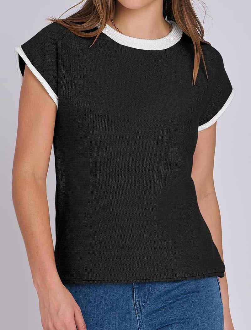 Colorblock Crew Neck Knit Sweater