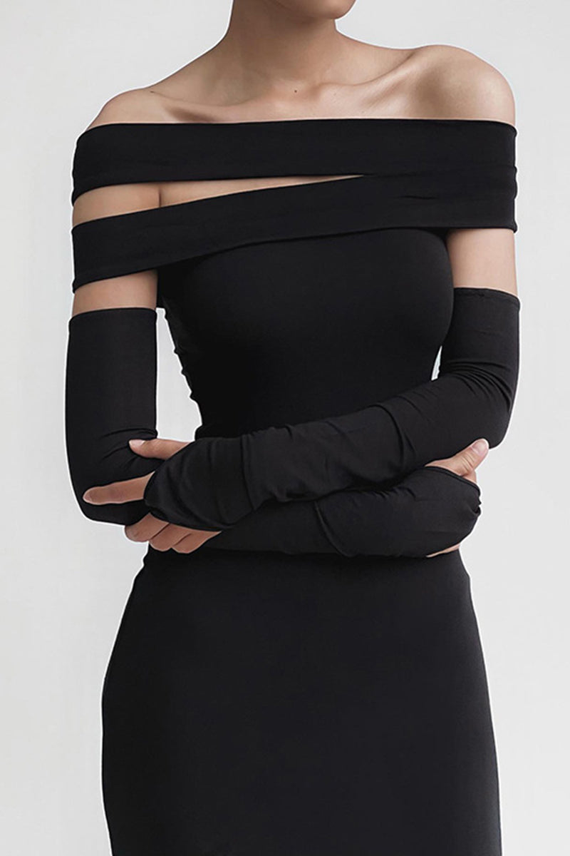 Off-Shoulder Cutout Maxi Dress