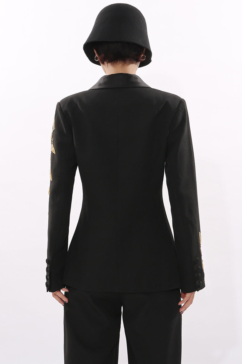 Elegant Leaf Pattern Blazer