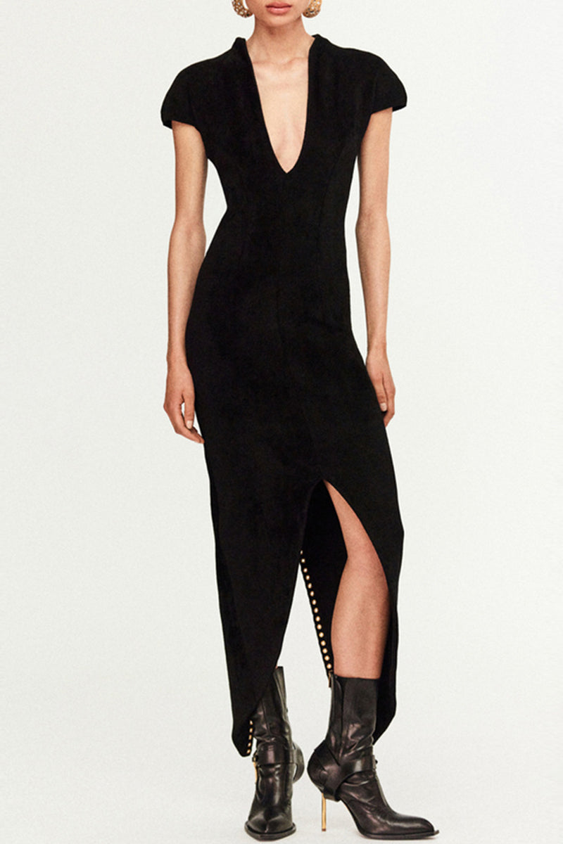 Lace-Up High Neck Dress