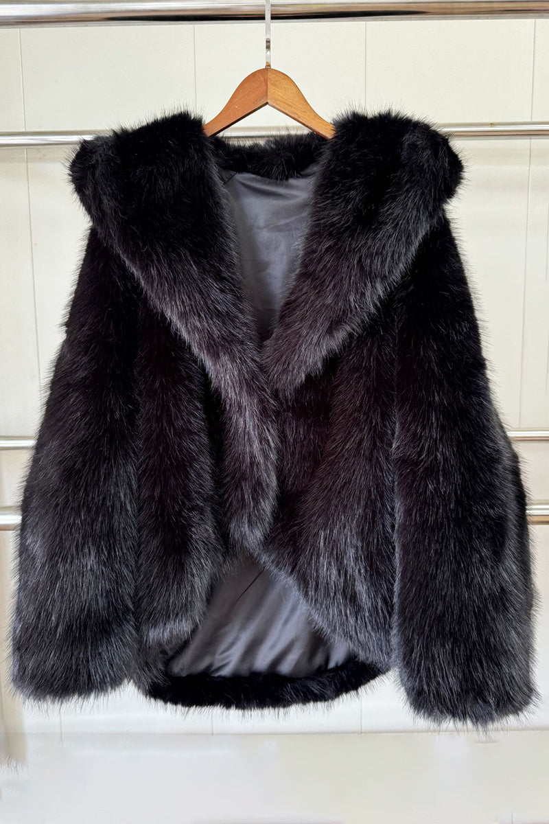Oversized Hooded Faux Fur Coat