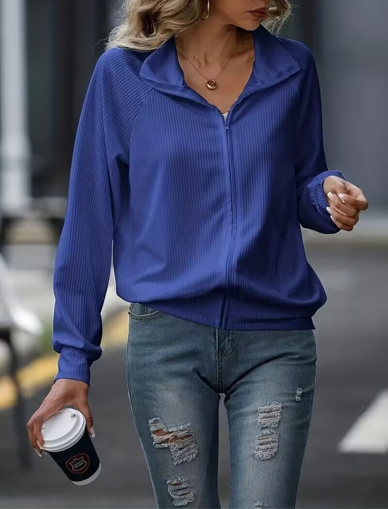 Zip-Up Lightweight Ribbed Jacket