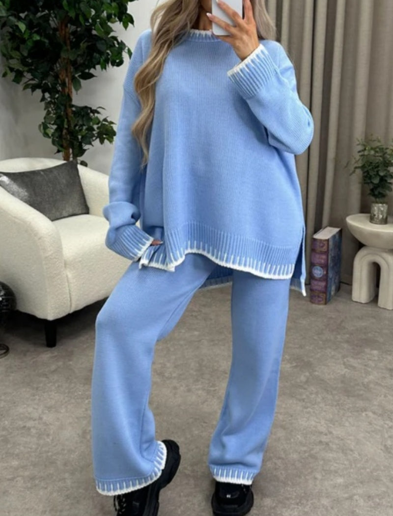 Contrast Trim Knit Lounge Set