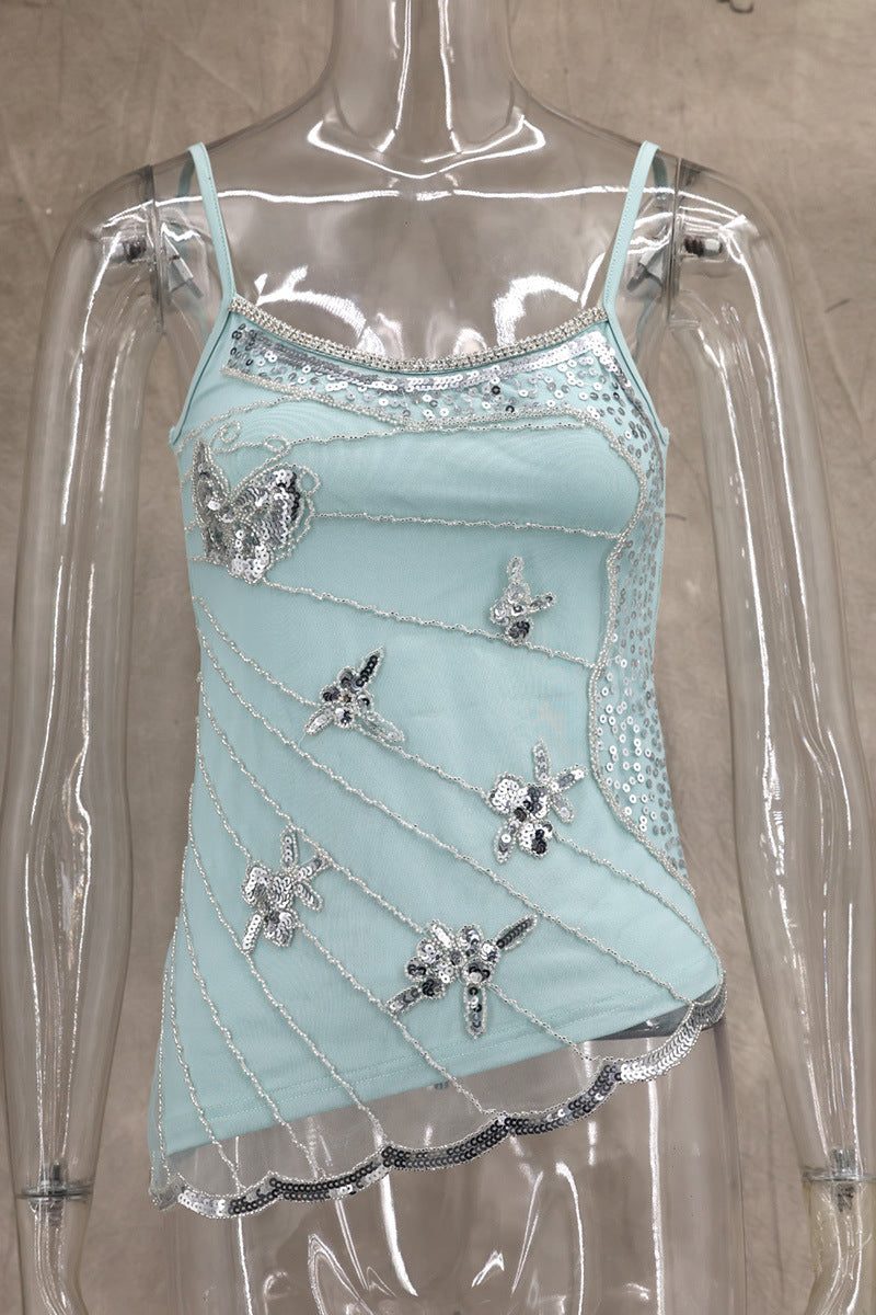 Embellished Sleeveless Tank Top