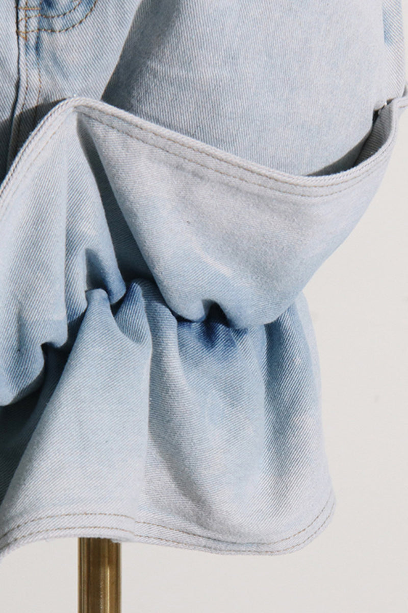 Asymmetrical Ruffle Denim Mini Skirt