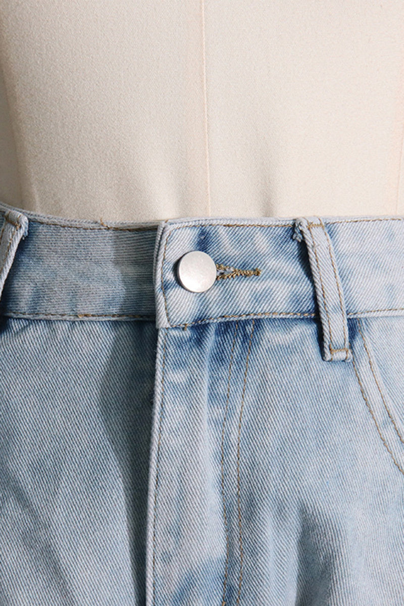 Asymmetrical Ruffle Denim Mini Skirt