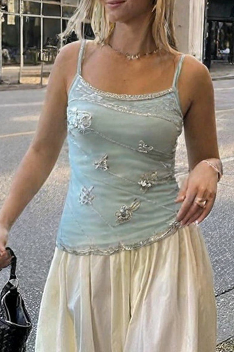 Embellished Sleeveless Tank Top