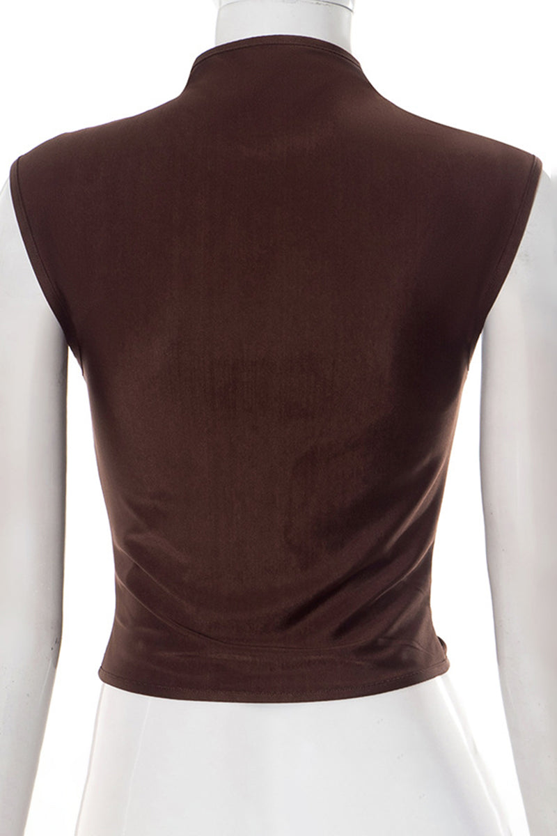 Ruched Front Sleeveless Tank Top