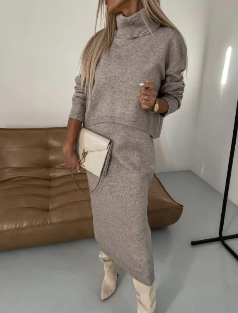 Turtleneck Sweater and Maxi Skirt Set