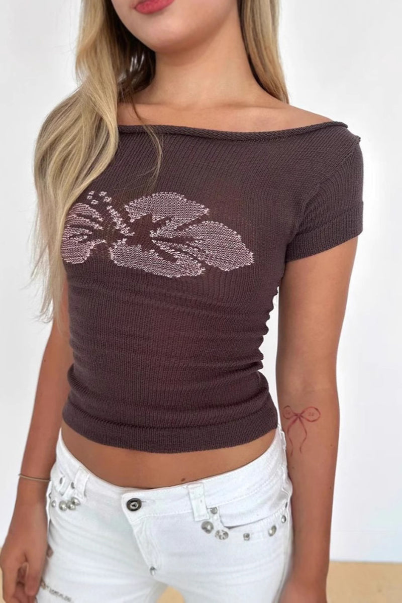 Off-Shoulder Floral Graphic T-Shirt