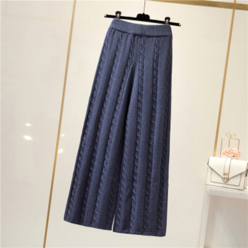 Textured Wide-Leg Pants