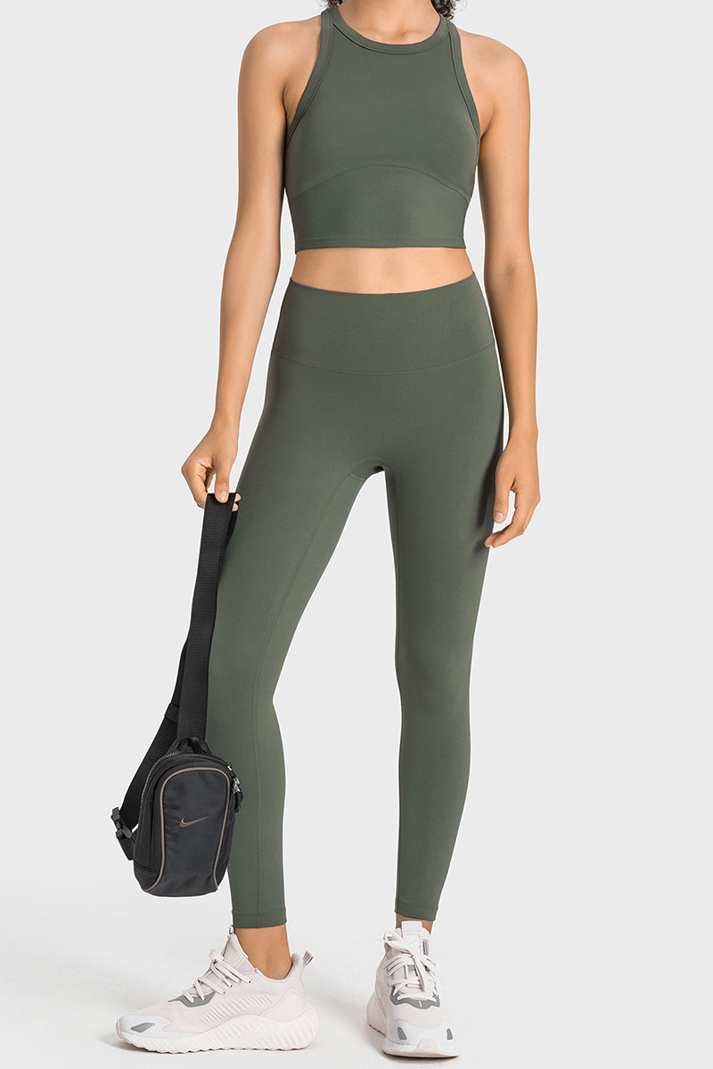 Sporty Crop Top and Legging Suit Set