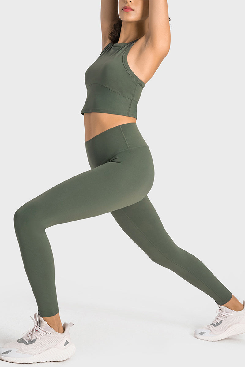 Sporty Crop Top and Legging Suit Set