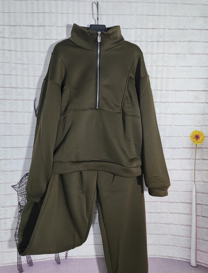 Cropped Zip-Up Jacket and Joggers Set