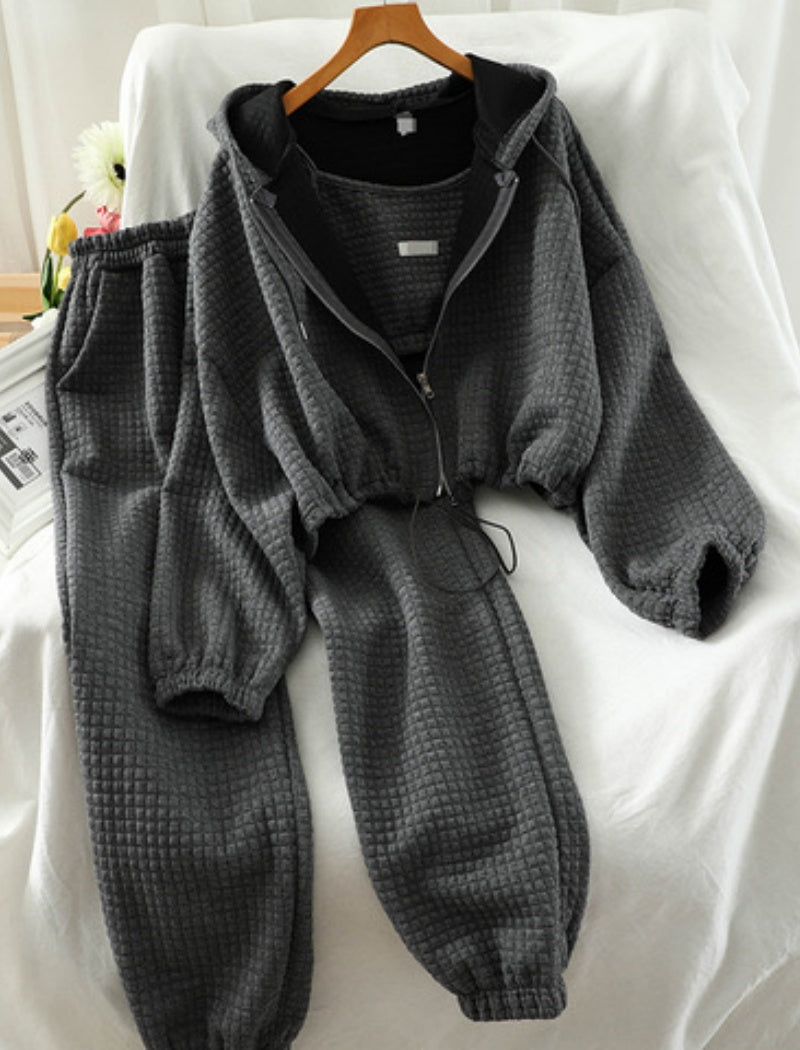 Quilted Hooded Jacket and Jogger Pants Set