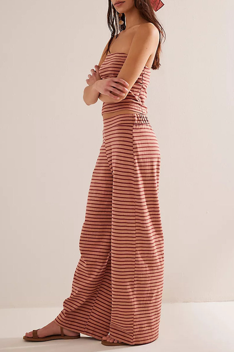 Strapless Striped Casual Top Set
