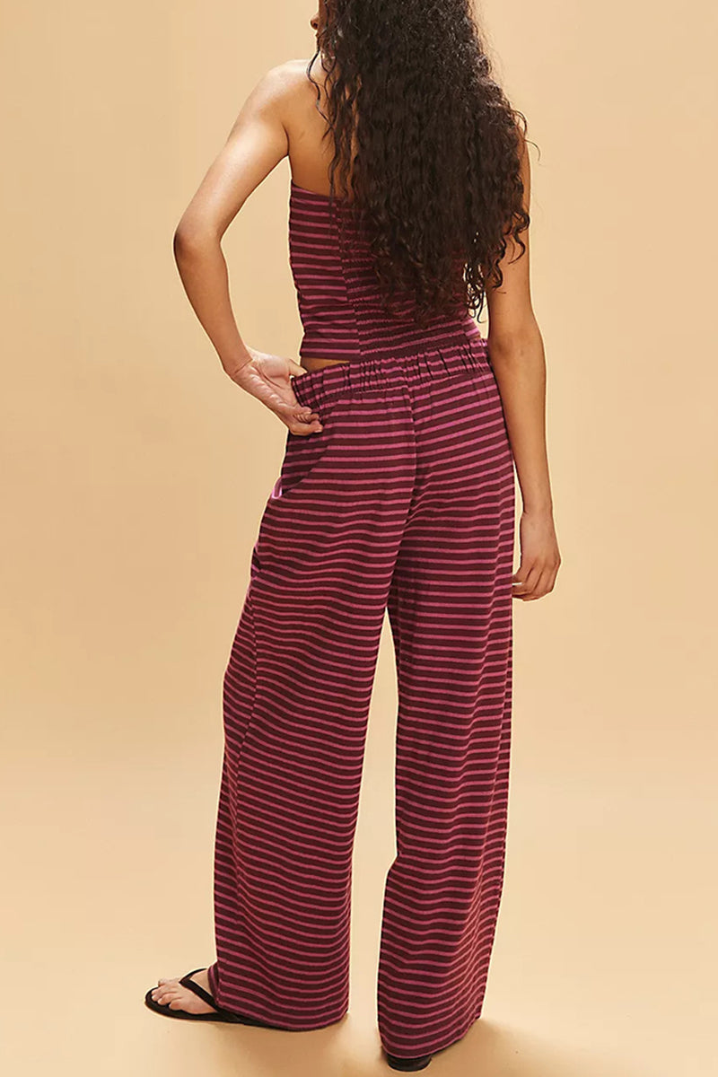 Strapless Striped Casual Top Set