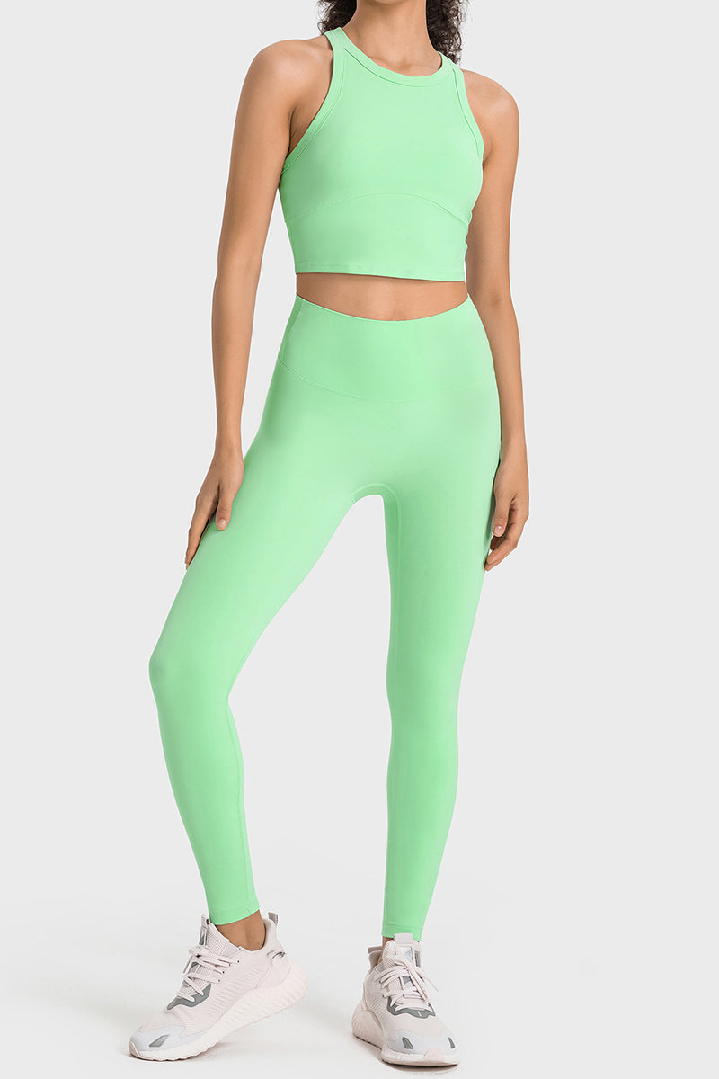 Sporty Crop Top and Legging Suit Set