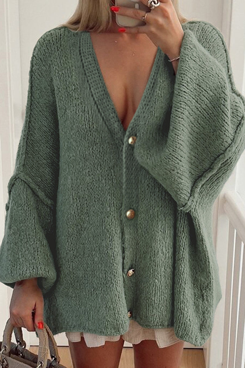 Oversized Knitted Cardigan with Button Detail