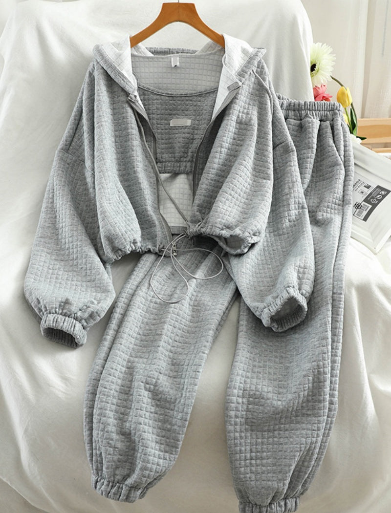 Quilted Hooded Jacket and Jogger Pants Set