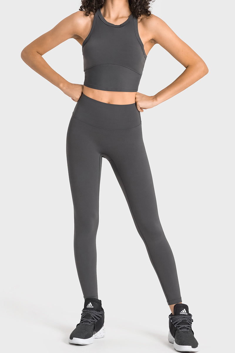 Sporty Crop Top and Legging Suit Set