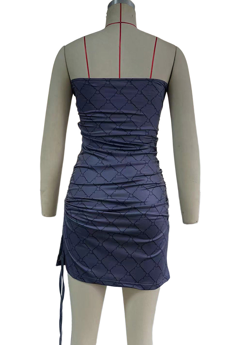 Ruched Bodycon Strappy Mini Dress
