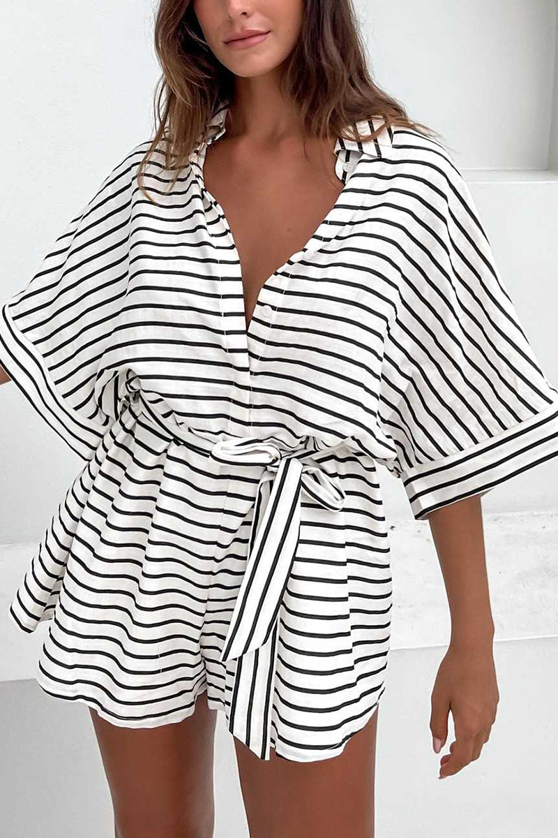 Printed Tie-Waist Romper