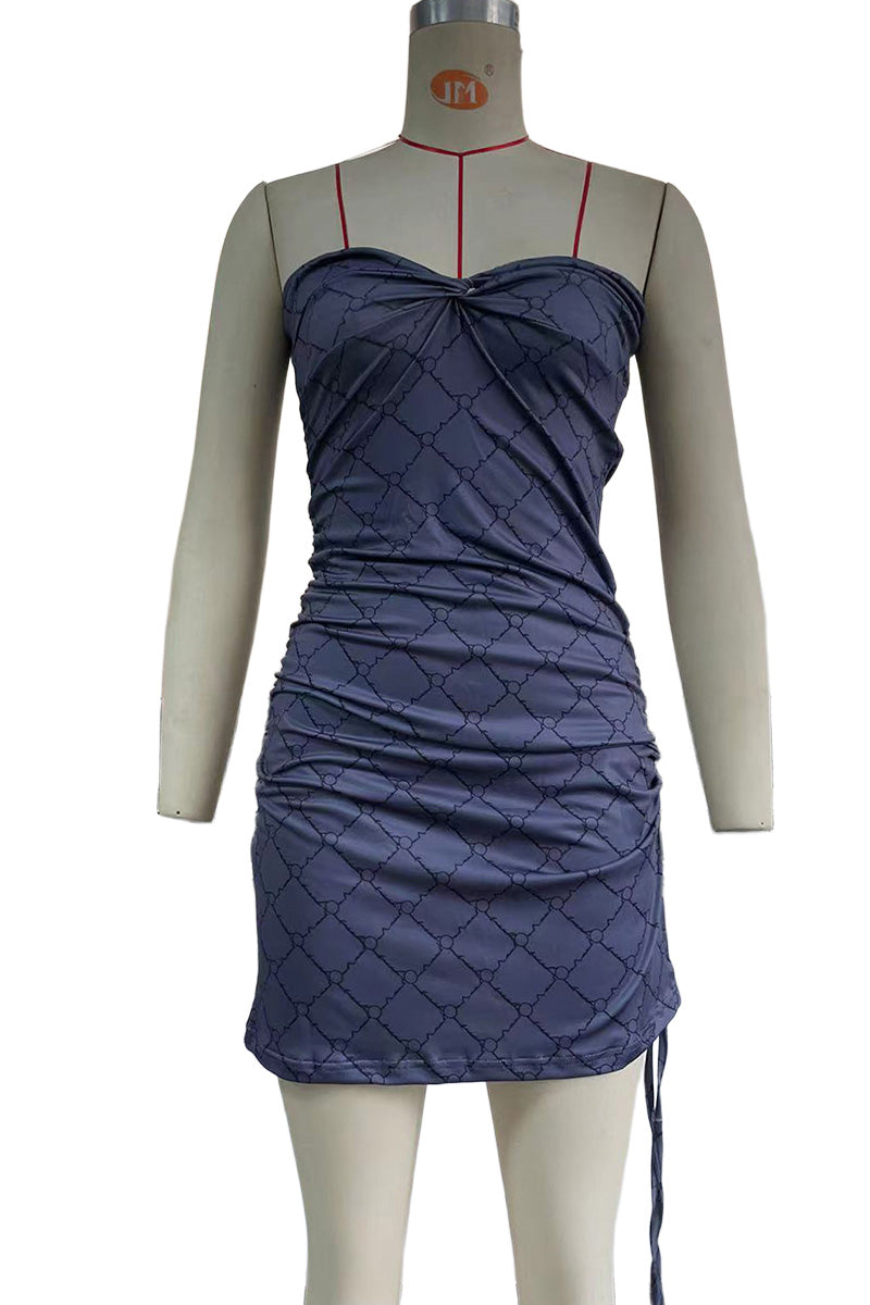 Ruched Bodycon Strappy Mini Dress