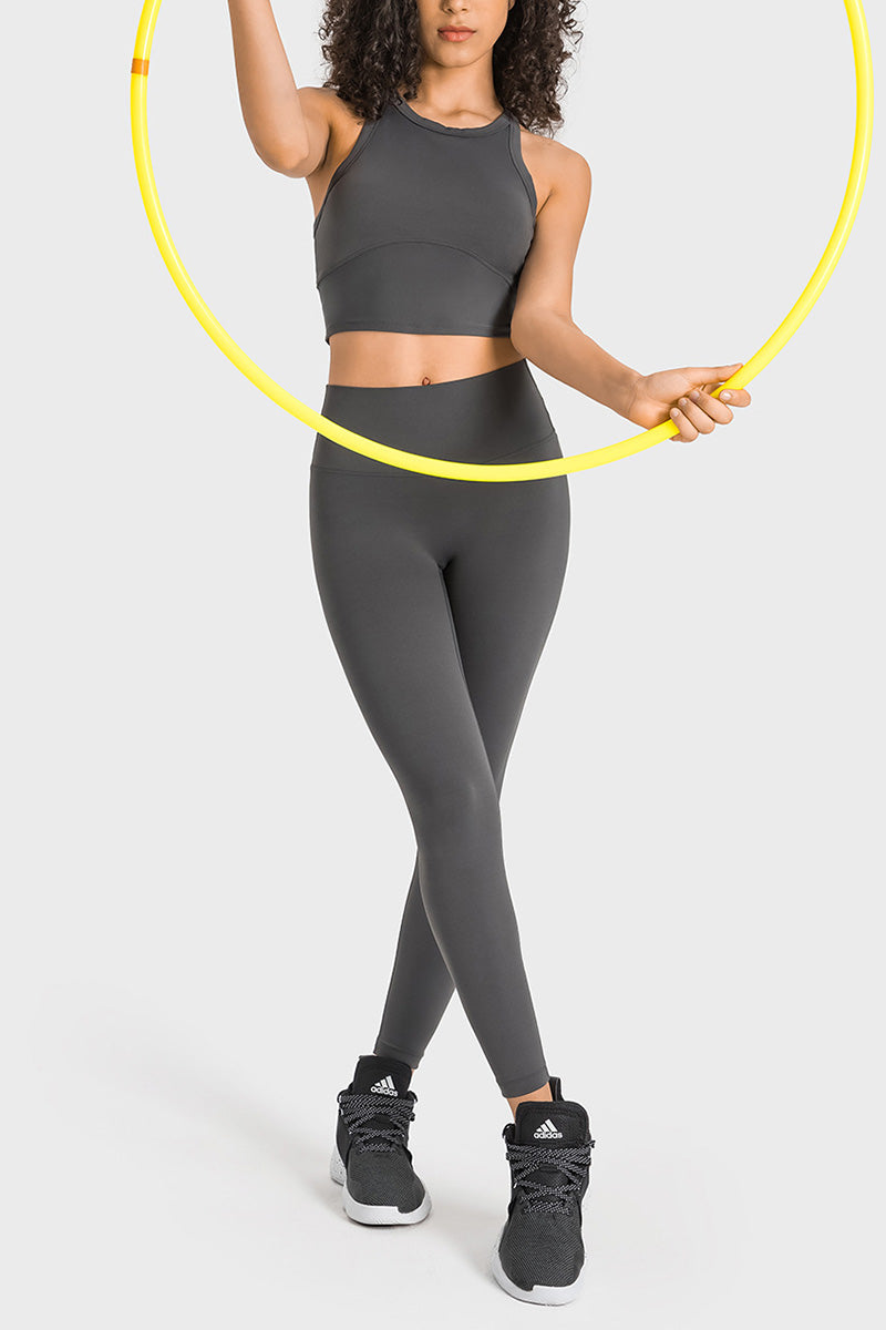 Sporty Crop Top and Legging Suit Set