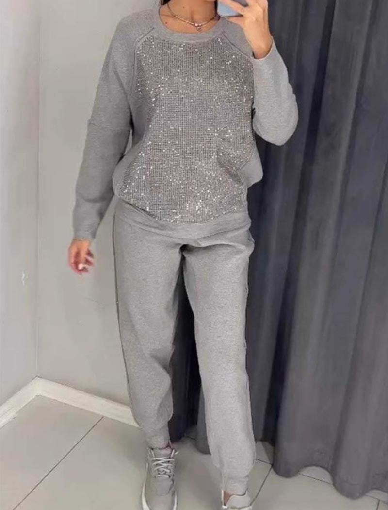 Sparkle Accent Casual Two-Piece Set