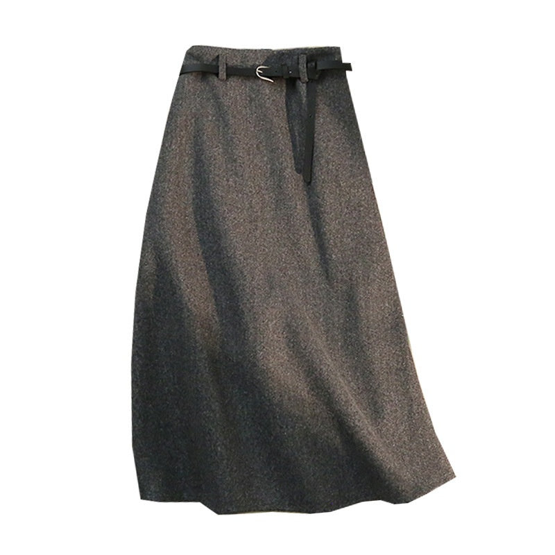 High-Waisted Belted A-Line Skirts