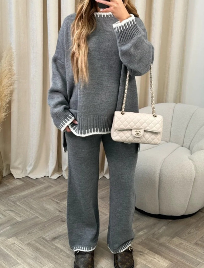 Contrast Trim Knit Lounge Set
