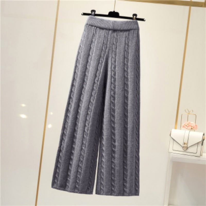 Textured Wide-Leg Pants