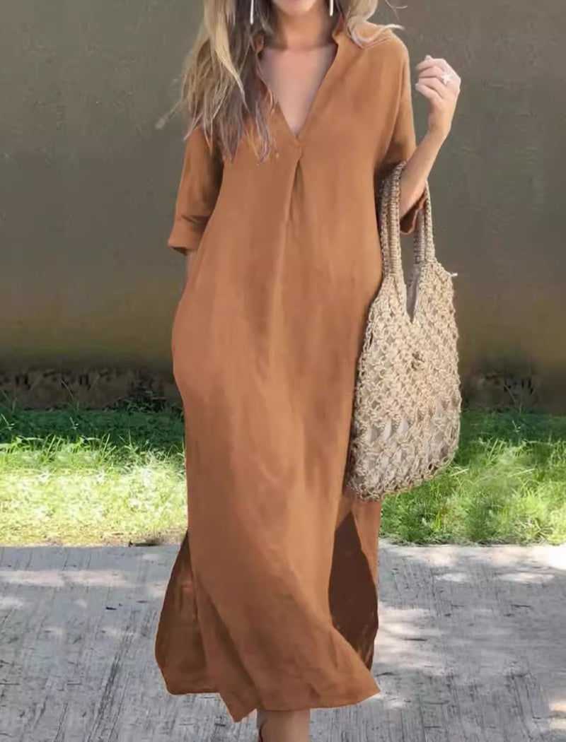 Loose Fit V-Neck Maxi Dress