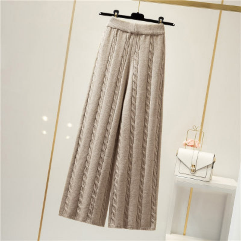 Textured Wide-Leg Pants